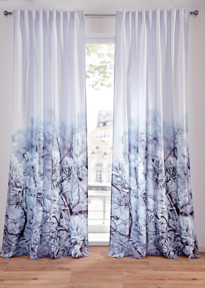 Vorhang mit recycelter Polyester mit winterlichem Druck (1er Pack)