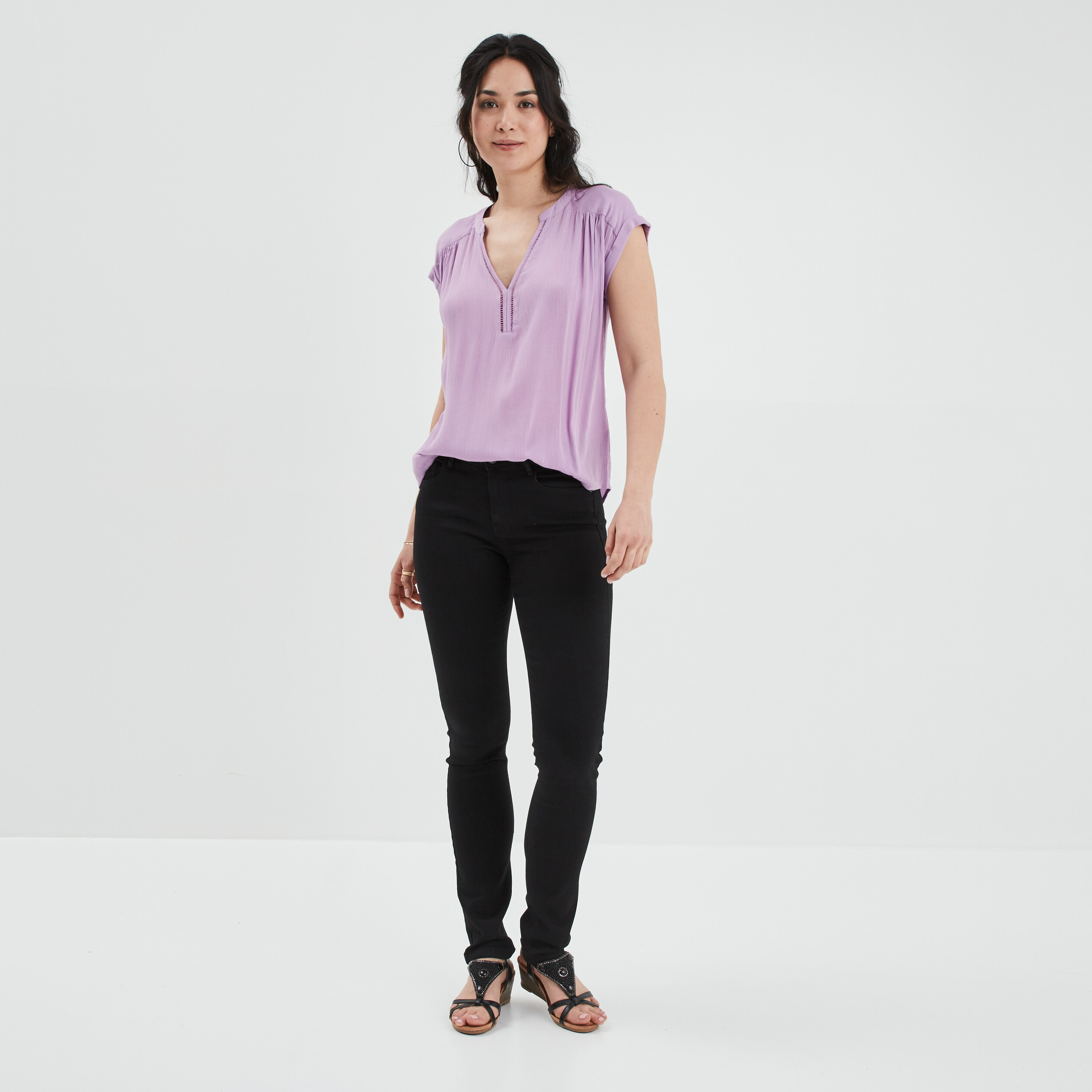 Blouse manches courtes violet clair femme | La Halle