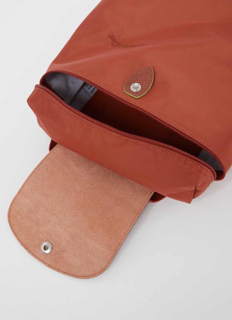 Longchamp Le Pliage Vihreä reppu M nahkayksityiskohdilla