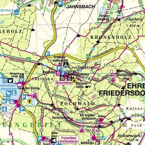 Greifensteingebiet Ehrenfriedersdorf, Geyer, Thum, Zwönitz, Elterlein, Annaberg-Buchholz 1 : 33 000 - Wanderkarte
