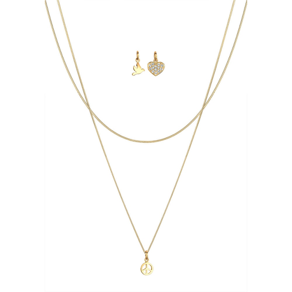 Elli Elli Collier Femme Coeur PigeonPaix Cristal - (925/1000) Argent collier