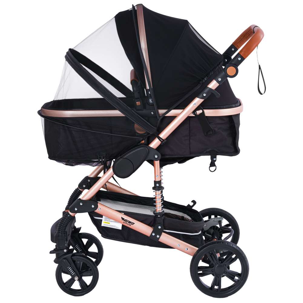 MUWO 3 in 1 Kombi-Kinderwagen Komplettset schwarz