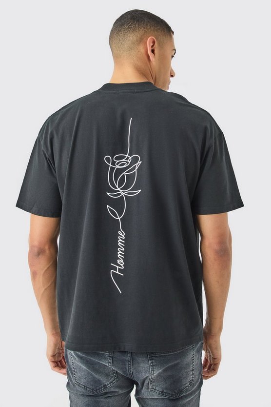 Oversize T-Shirt mit Rosen-Print