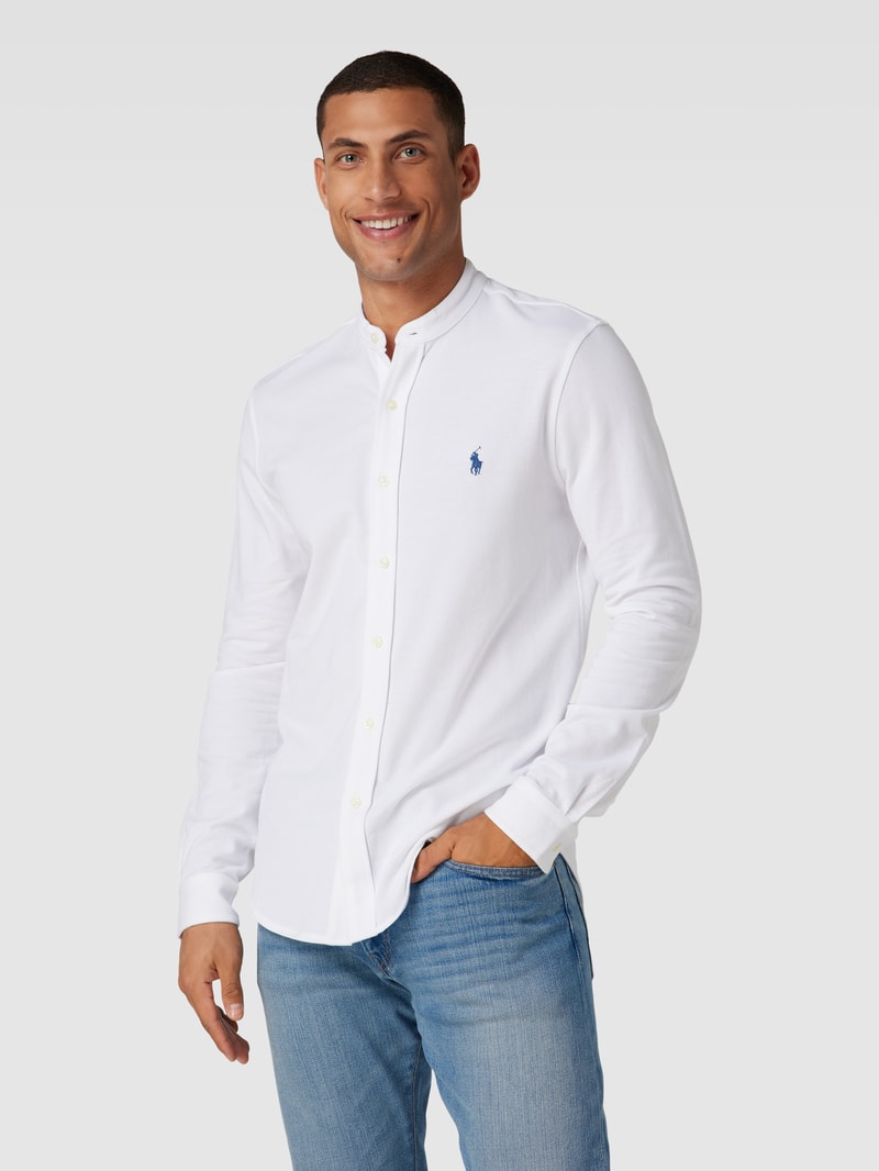 Slim Fit Freizeithemd mit Stehkragen Modell 'FEATHERWEIGHT MESH' in weiß