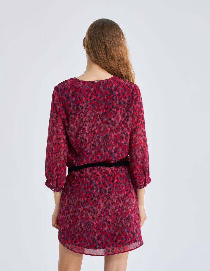 Robe courte rose imprimé léo rock recyclée Femme