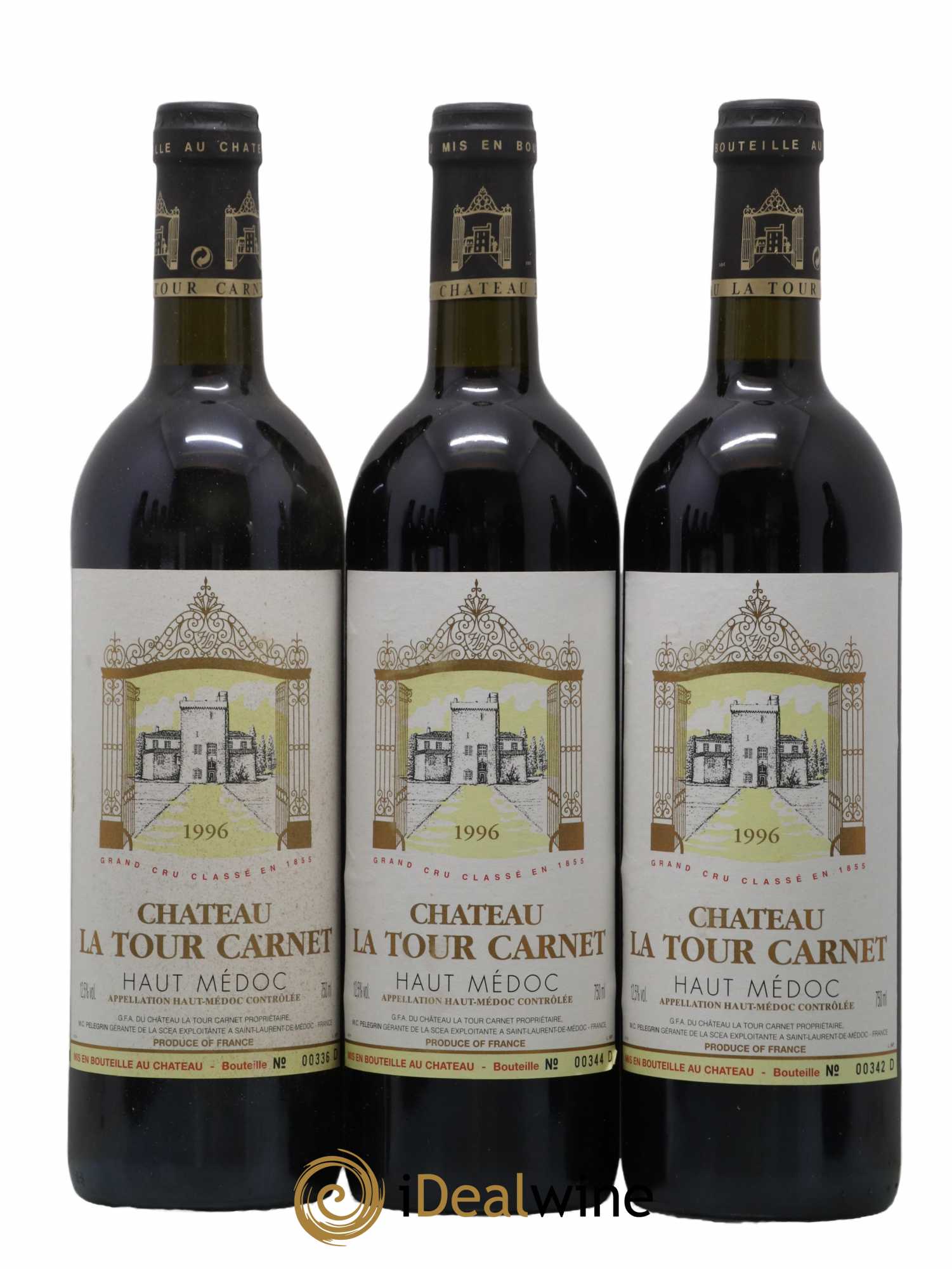 Château La Tour Carnet 4ème Grand Cru Classé  1996 - Lot de 12 Bouteilles