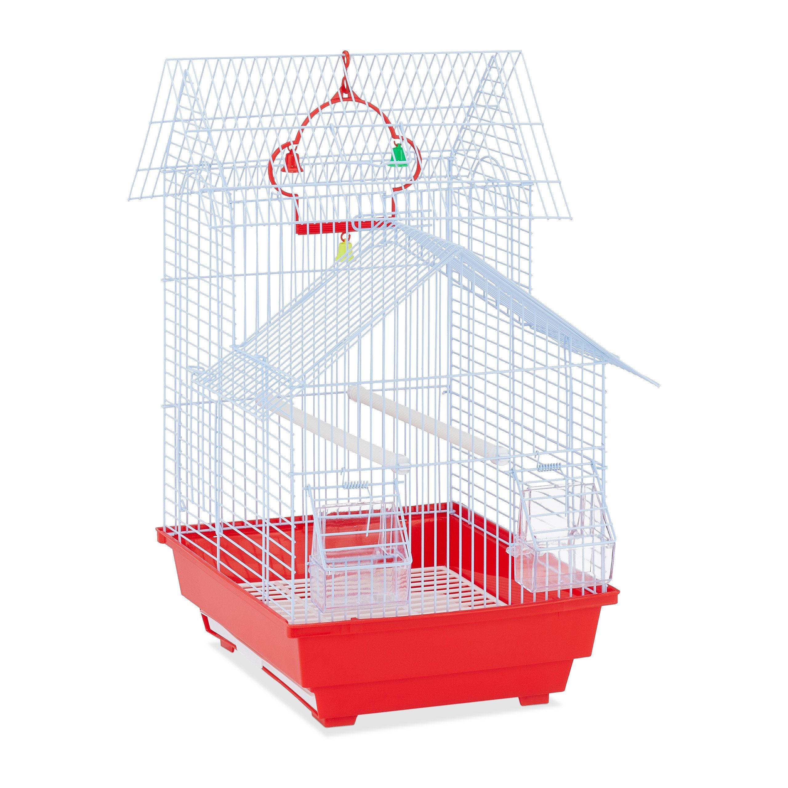 relaxdays Vogelkäfig Vogelkäfig mit Spitzdach