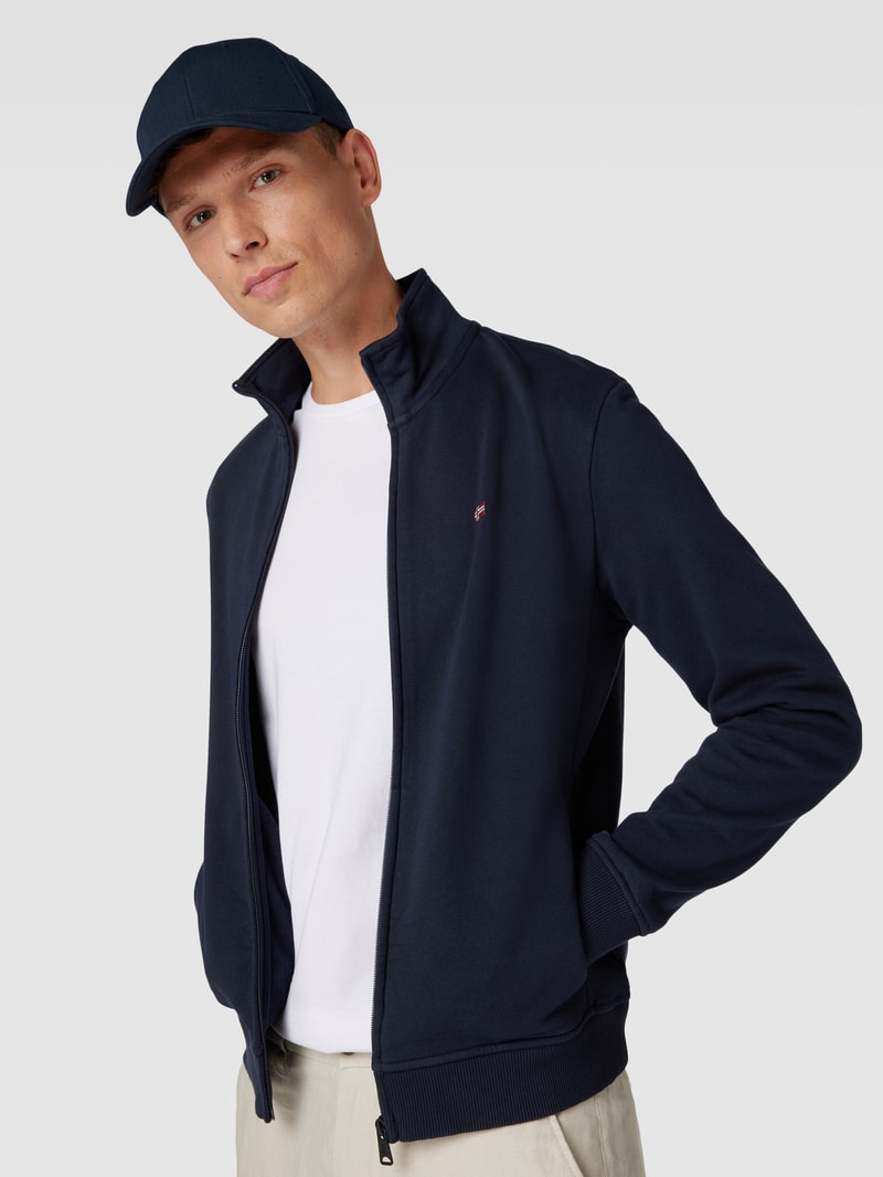 Sweatjacke mit Logo-Detail Modell 'BALIS' in marineblau