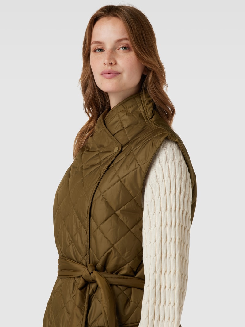Steppweste mit Bindegürtel in khaki