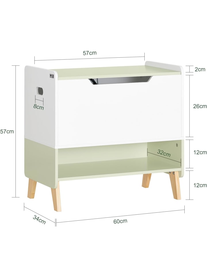 SoBuy Spielzeugtruhe in Weiß und Grün - (B)60 x (H)57 x (T)34cm günstig kaufen onesize