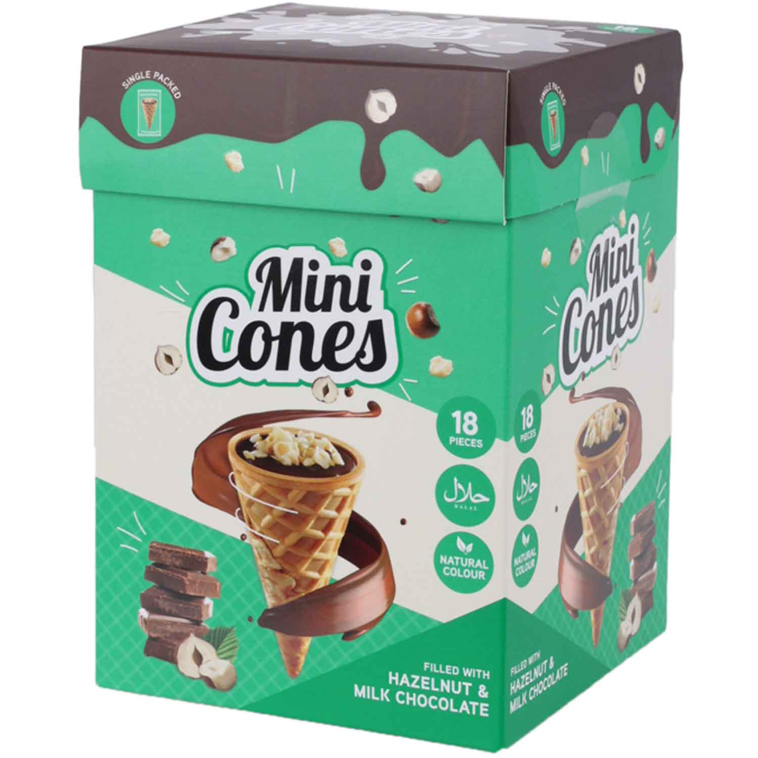 Becky's Mini Cones Hazelnut & Milk Choolate 18er