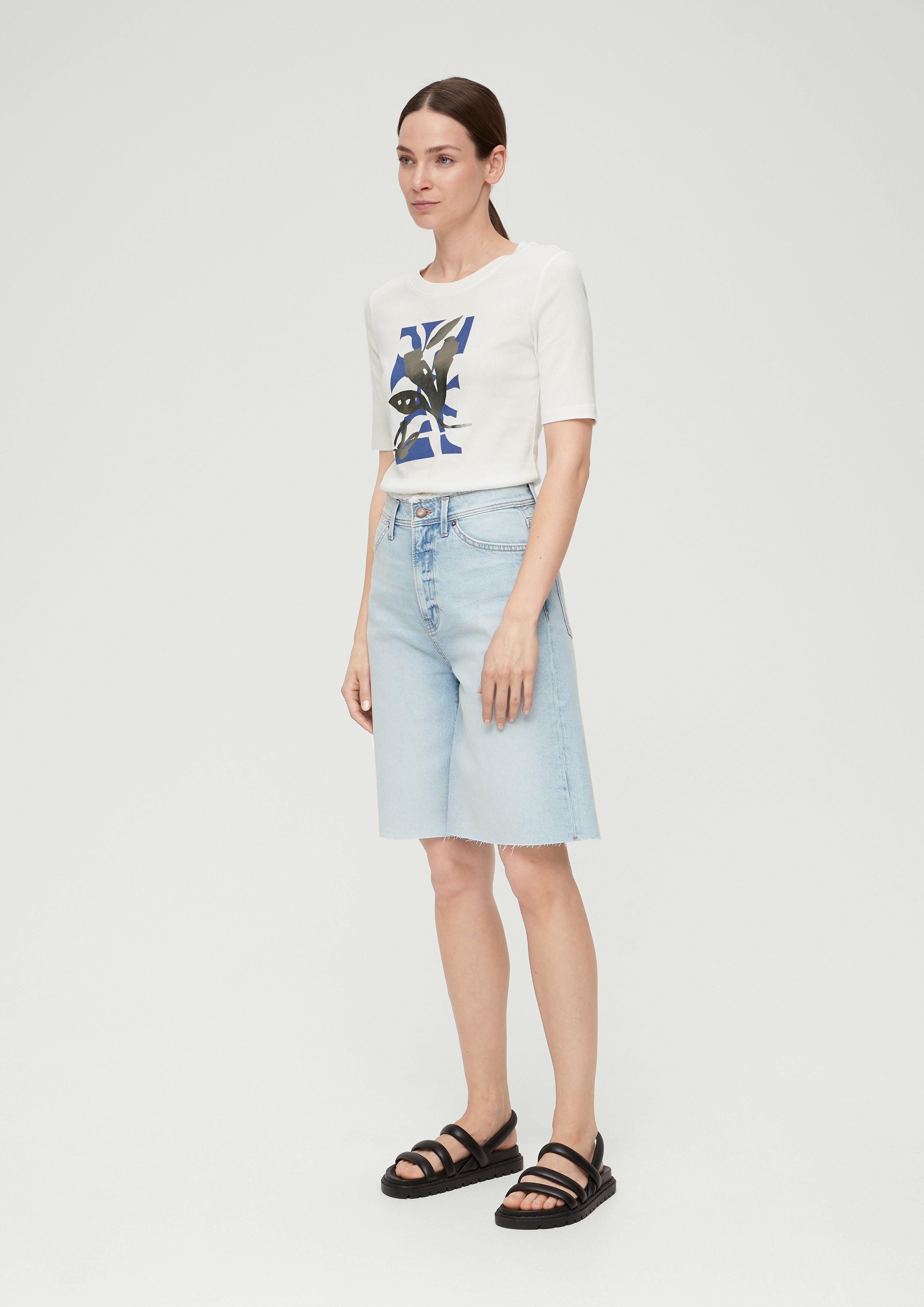 Baumwollshirt mit glänzendem Frontprint  2133065-02D1