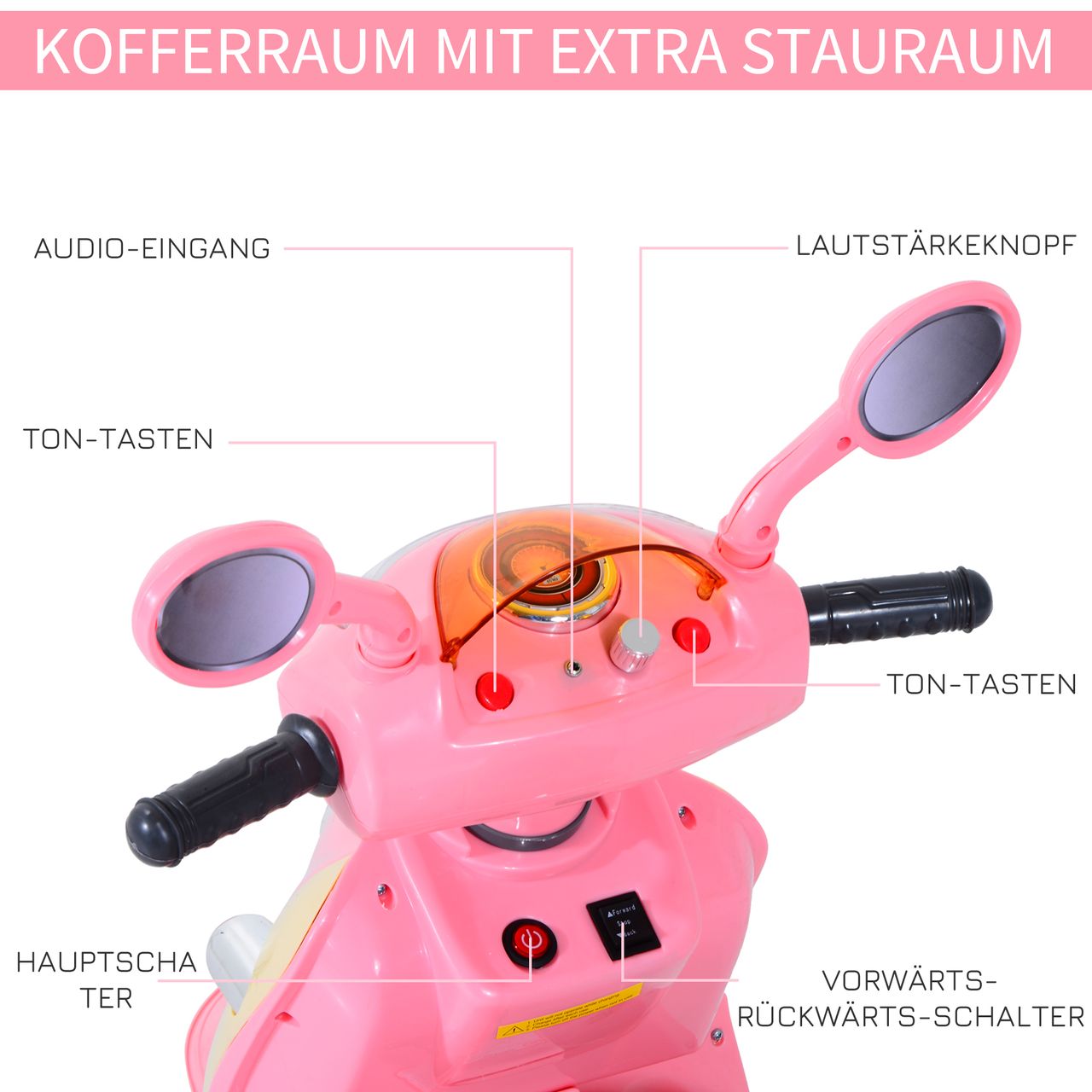 HOMCOM Kindermotorrad Kinderelektroauto Elektromotorrad Kinderfahrzeug mit Musik