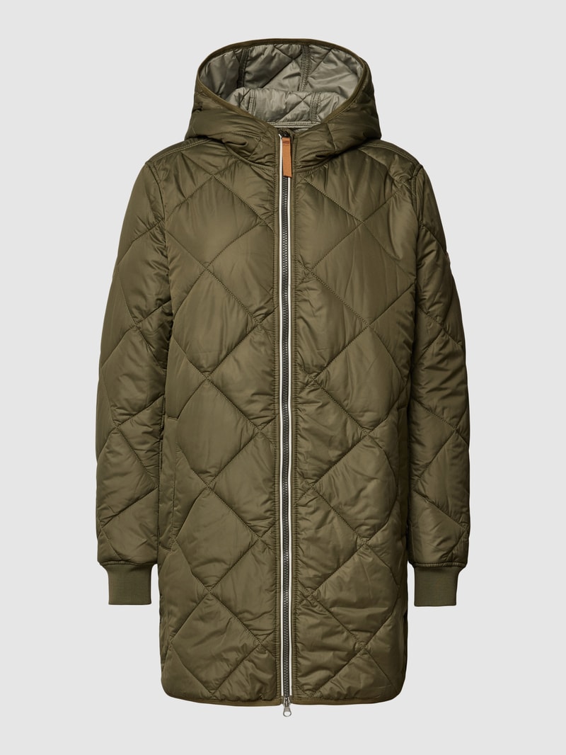 Steppjacke mit Kapuze Modell 'Quilted' in olivgrün