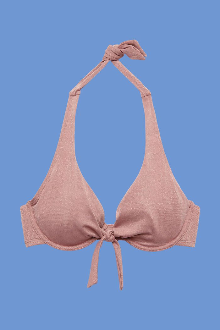 Recycelt: glitzerndes Neckholder-Bikinitop mit Bügel-Cups