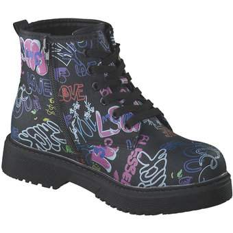 Barbarella Schnür Boots in schwarz