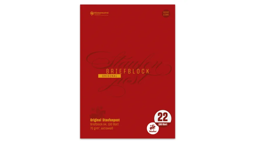 Staufen Briefblock A4 blanko 100 Blatt