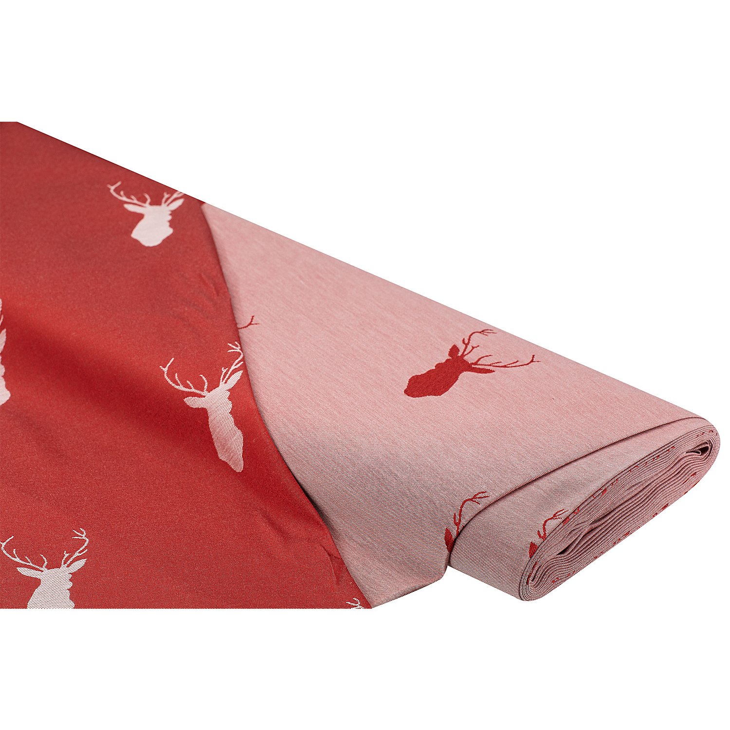 Jacquard Hirsch, weinrot/natur