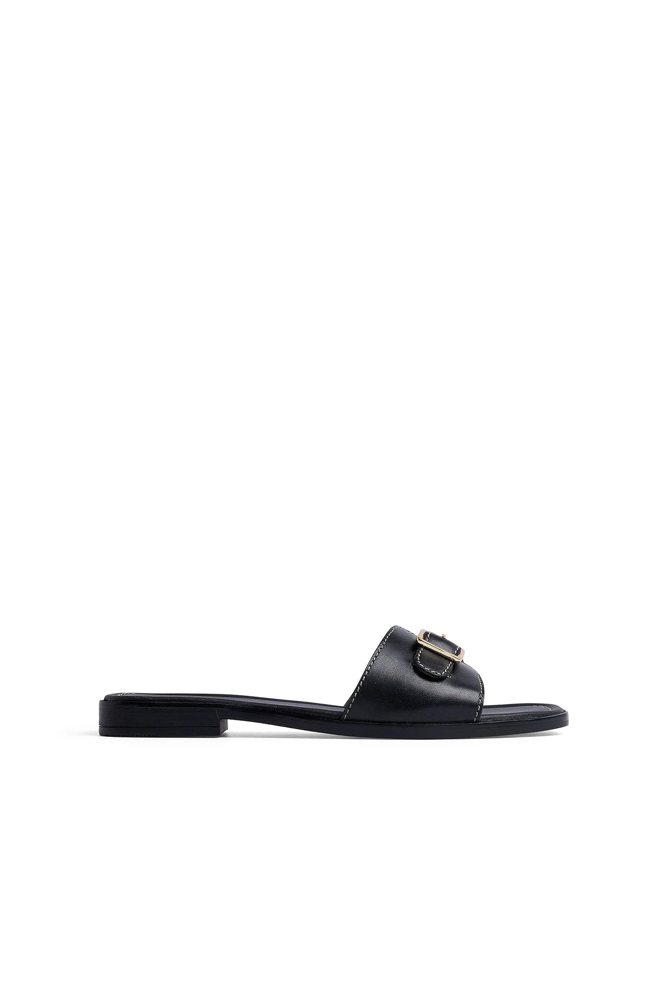 Leather Buckle Slippers