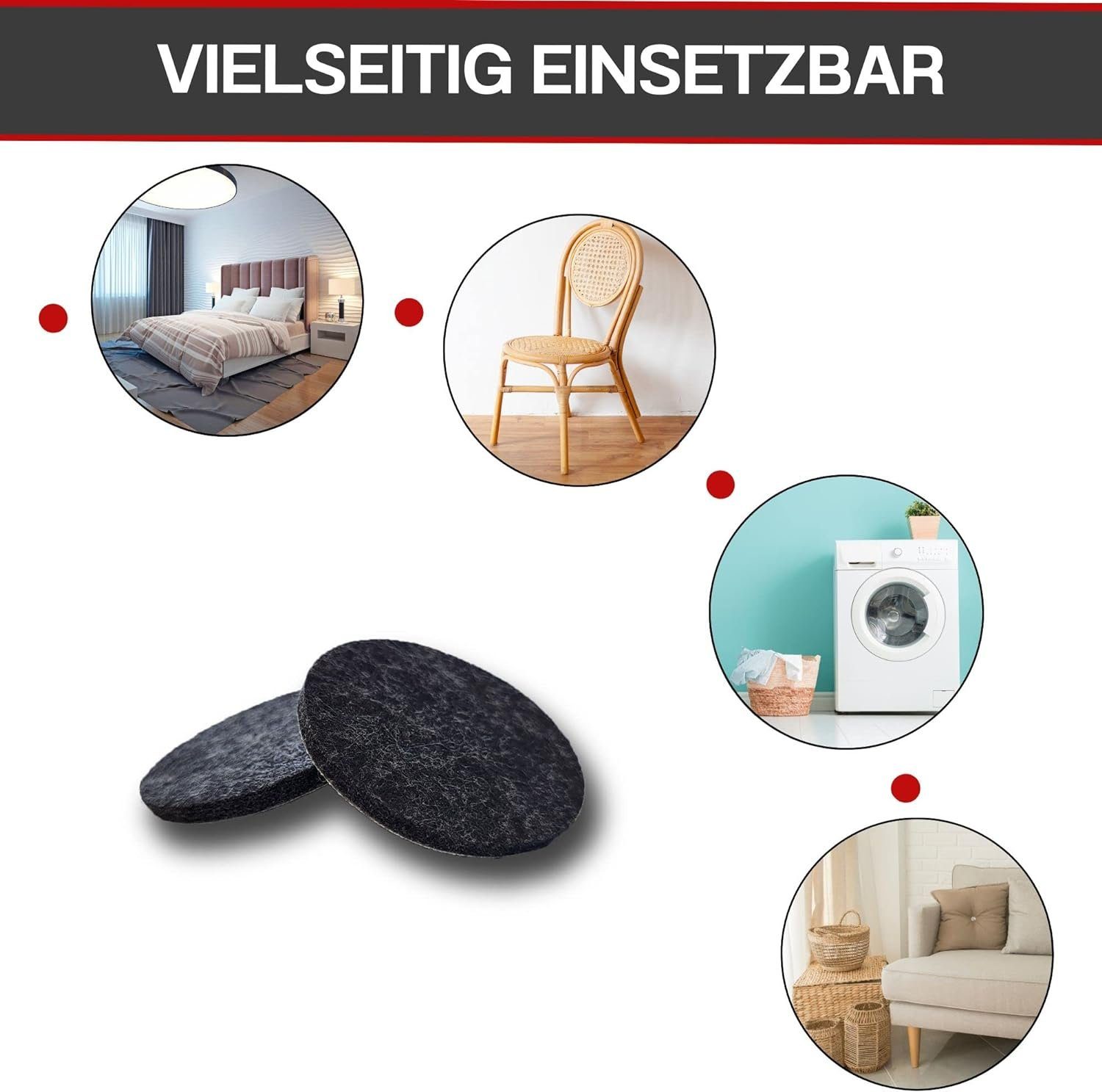 ToCi Filzgleiter 300x Filzgleiter Schwarz div. Größen selbstklebend Möbel Bodenschutz