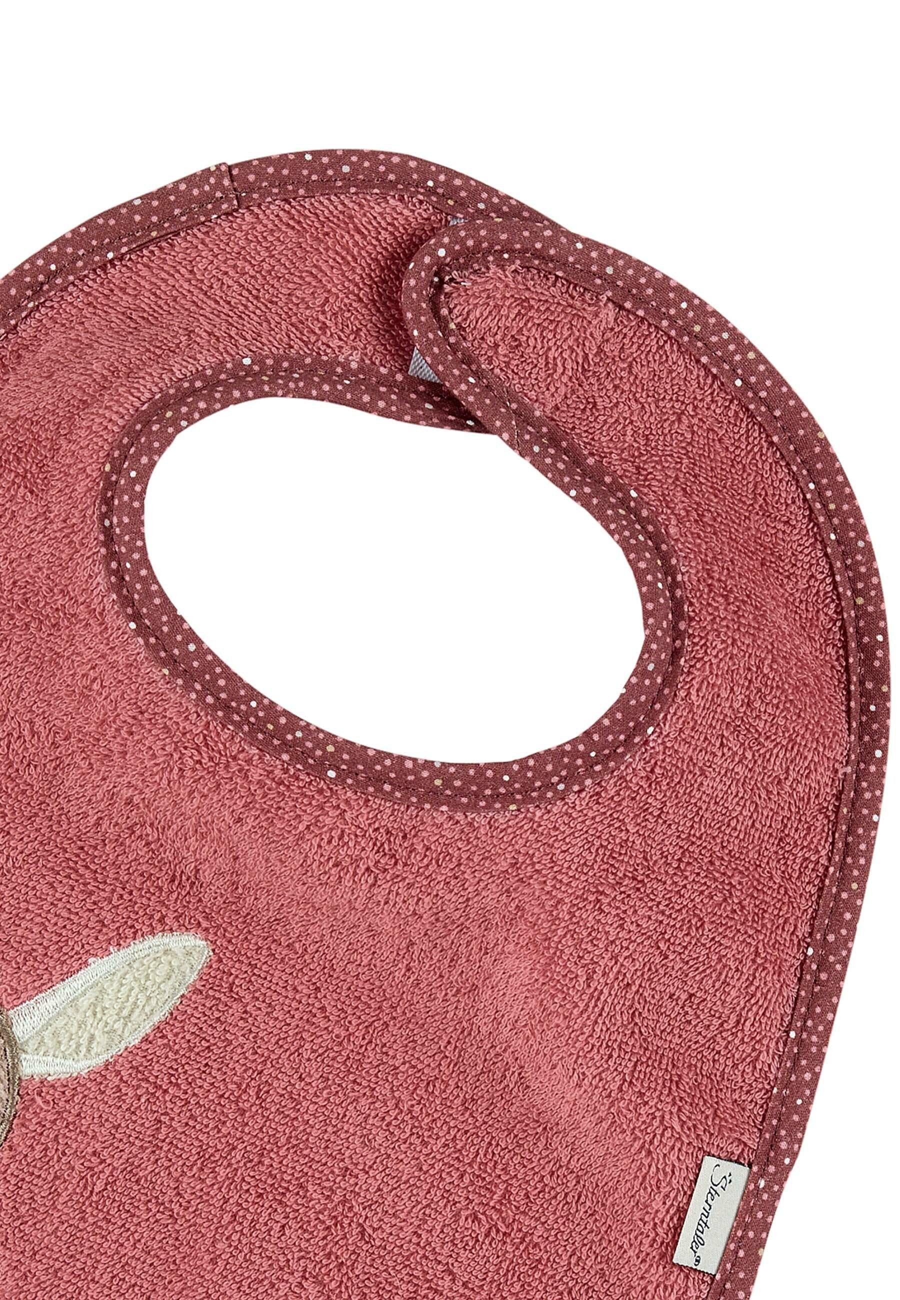 Klettlätzchen Esel Emmily in Hellrot m. Stickmotiv