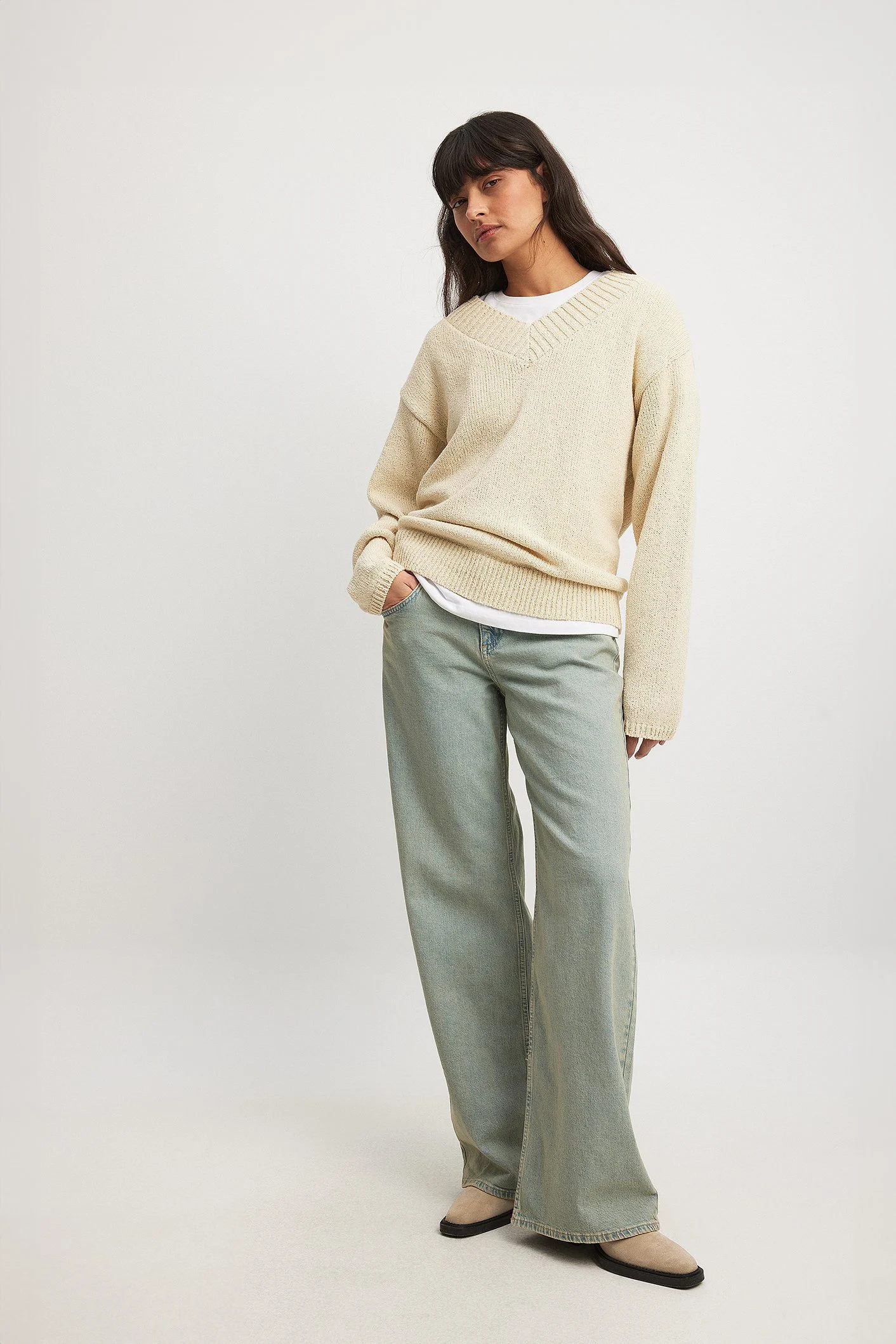 Weite Jeans mit tiefer Taille