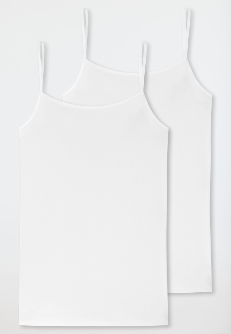 Spaghetti-Top 2er-Pack Organic Cotton weiß - 95/5