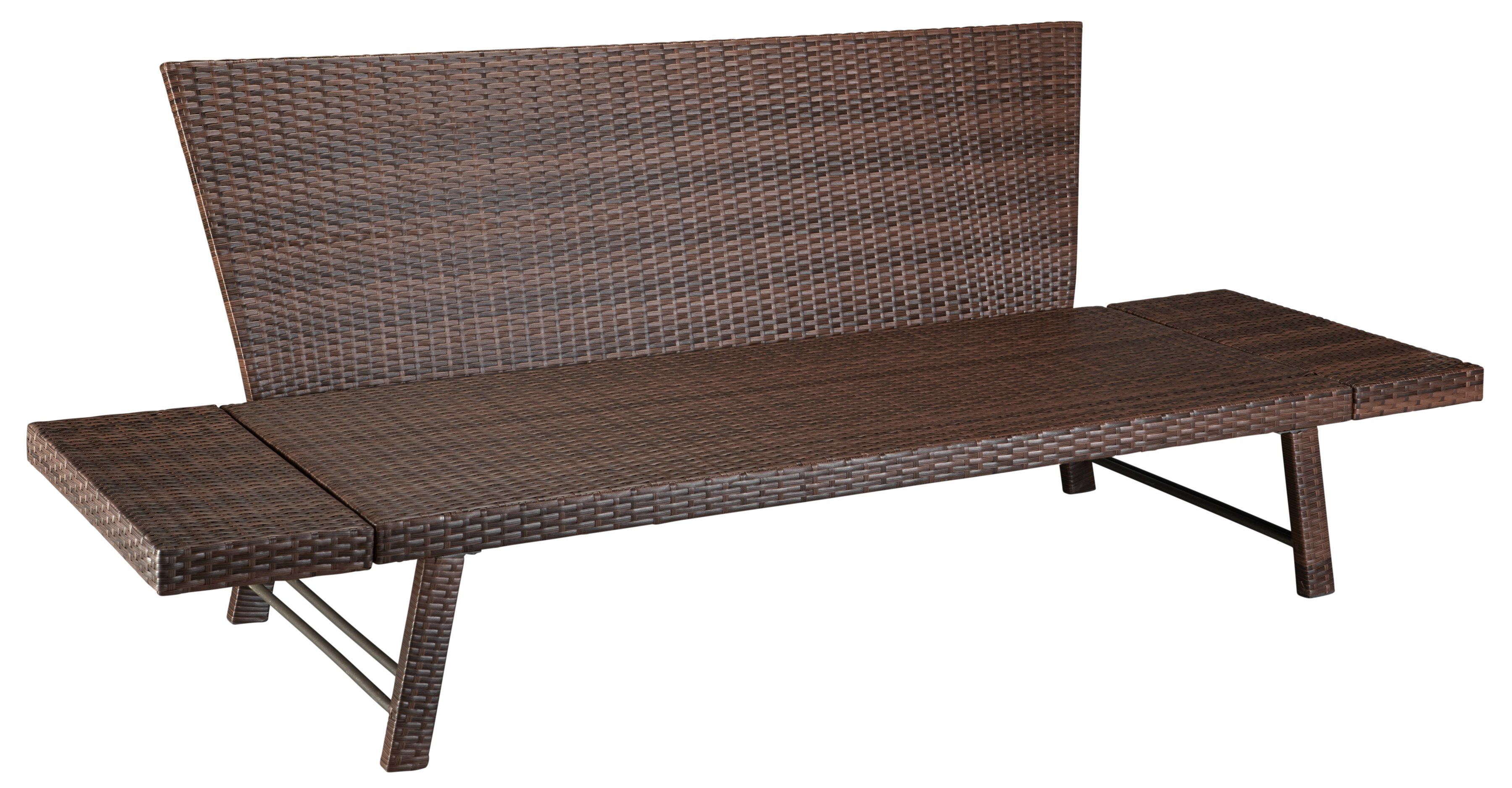 MERXX Gartenbank Daybed Rattan, BxTxH: 172x64x78 cm, mit Auflage und Rückenkissen