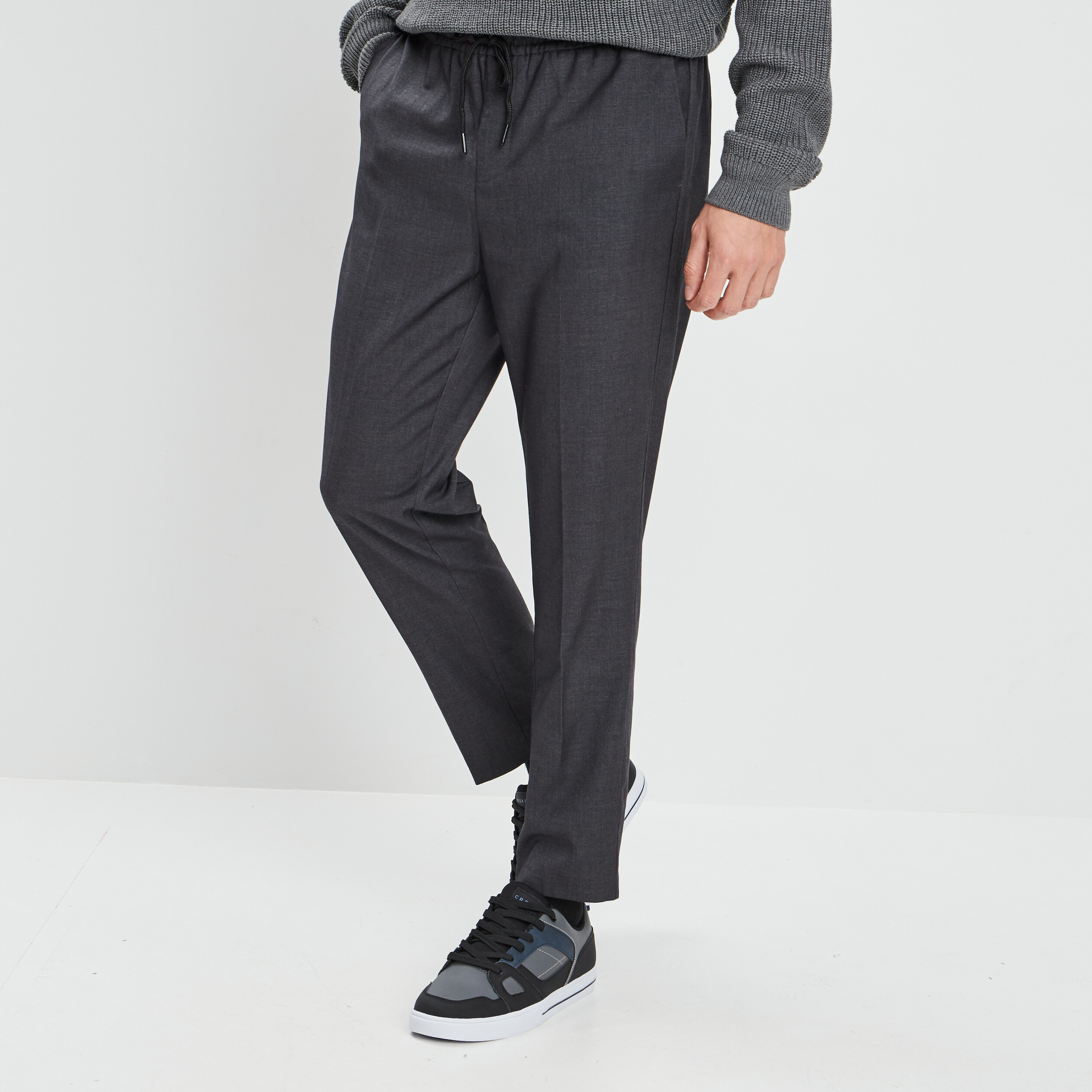 Pantalon droit à coulisse gris foncé homme | La Halle