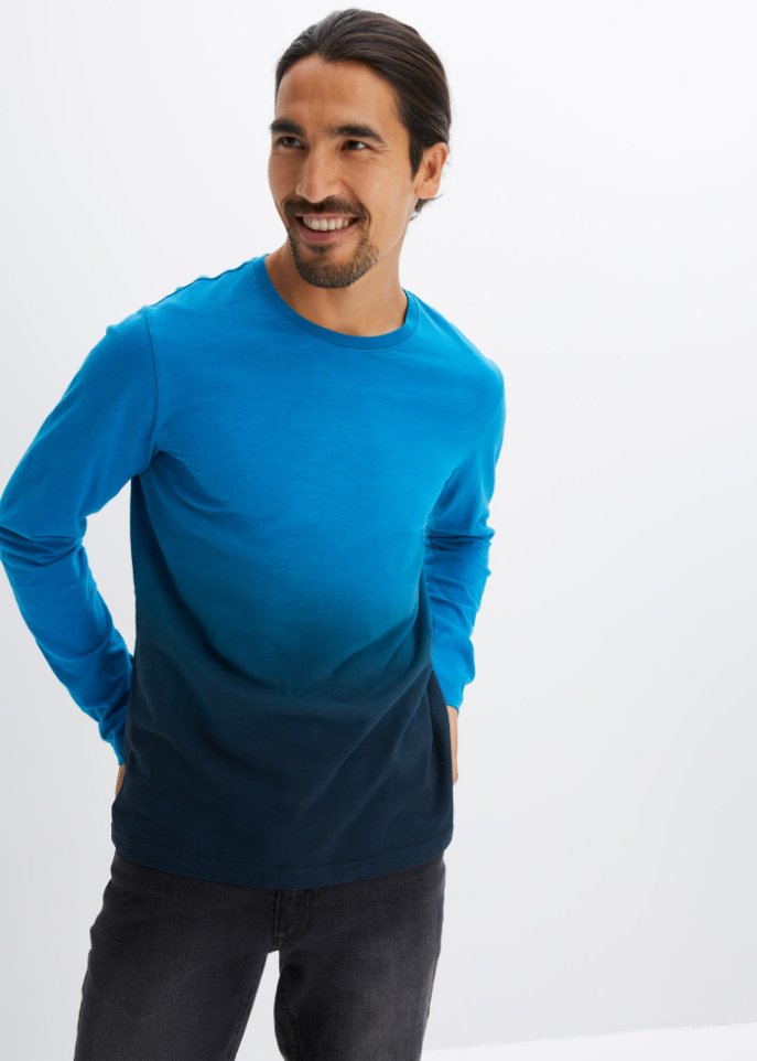 Langarmshirt mit Farbverlauf, Slim Fit