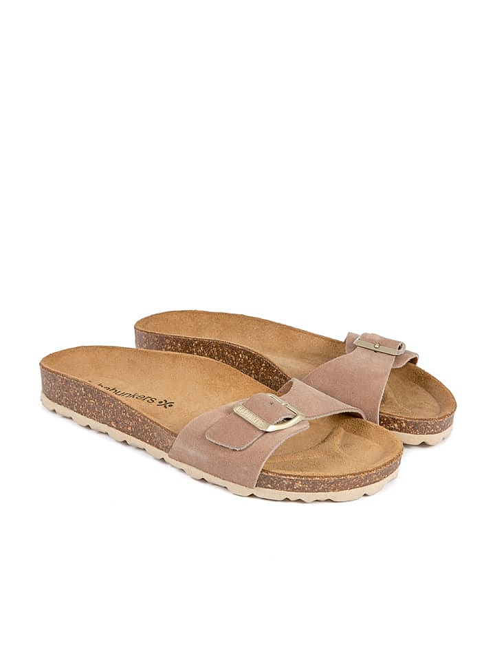 BABUNKERS Family Leder-Pantoletten in Beige günstig kaufen 42