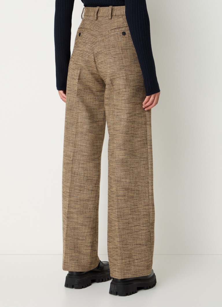 Sandro High waist loose fit trousers with checked design