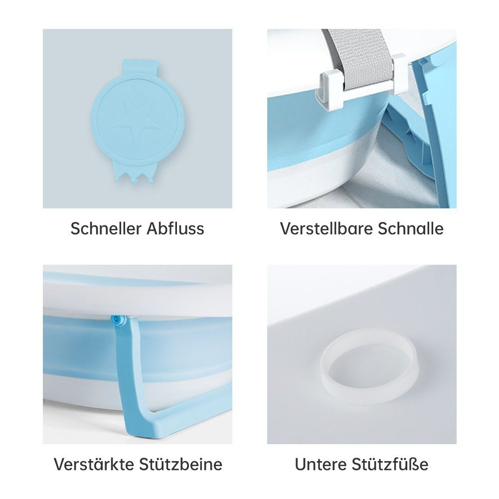 DAKYAM Babybadewanne Badewanne Babywanne faltbar mit verstellbarer Netz–Matratze blau/rosa