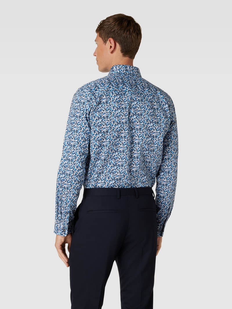 Business-Hemd mit Allover-Muster Modell 'Trostol' in marineblau
