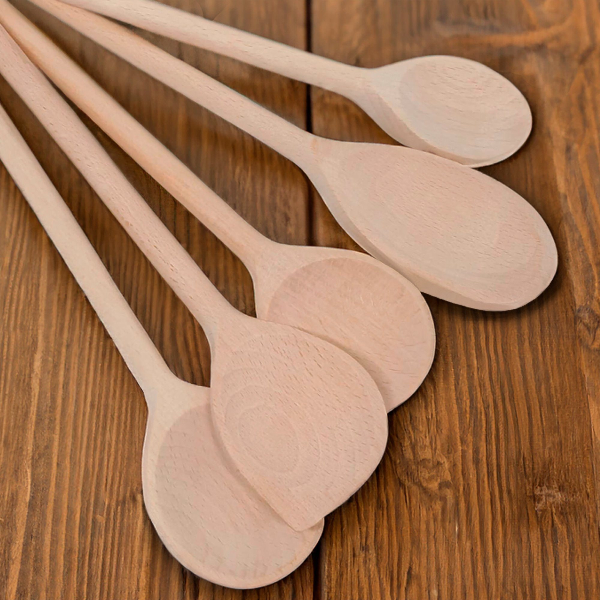 SOHFA Kochlöffel 5er Set Buchenholzlöffel 25-32cm Holzkochlöffel hergestellt in Europa, 100% FSC®