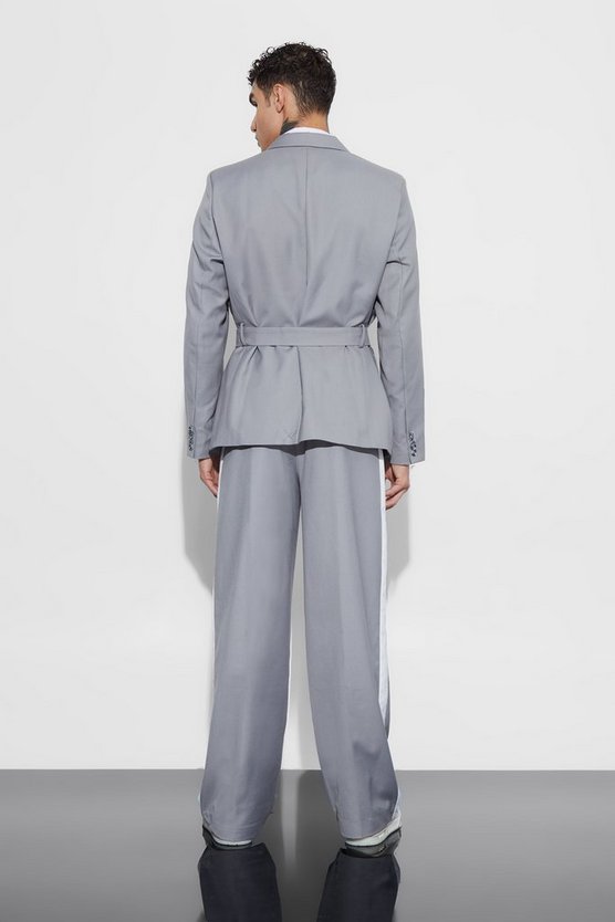 Zweireihiger Oversize Wickel-Blazer mit Gürtel