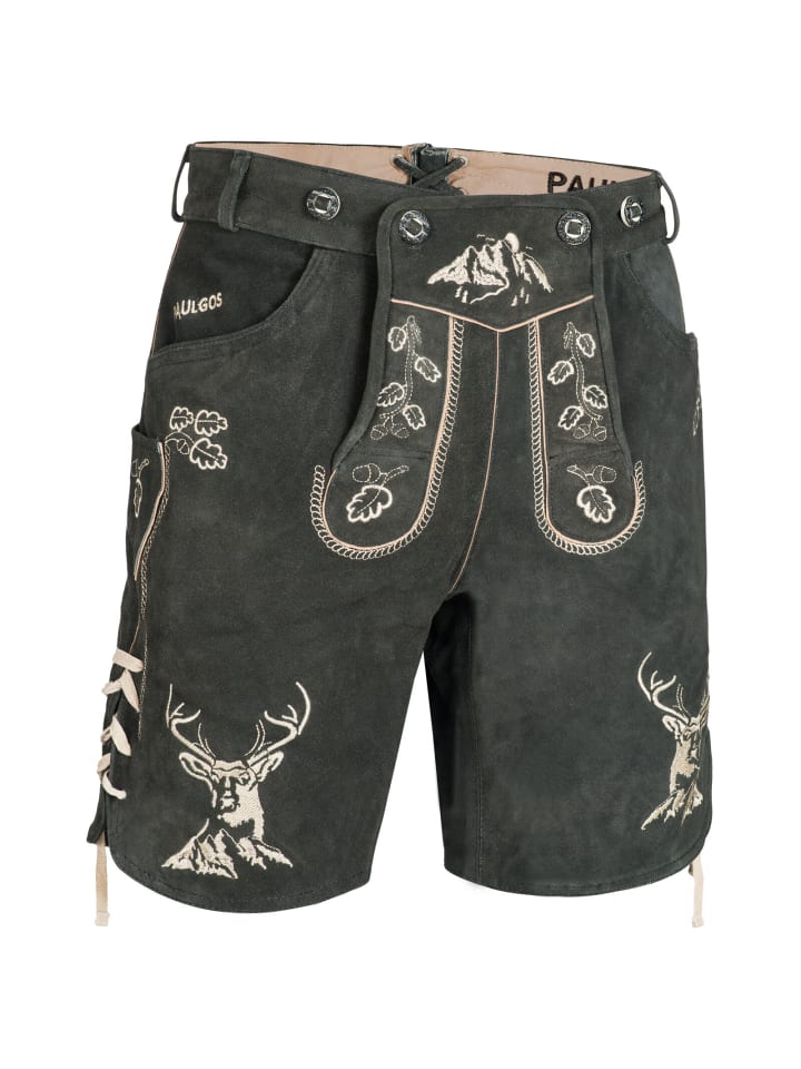 PAULGOS Lederhose Kurz Echtleder HK4 in Grau günstig kaufen