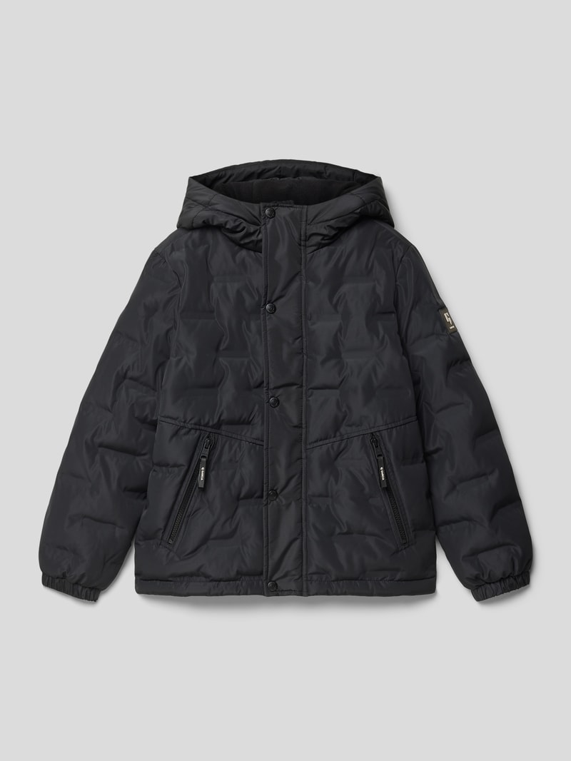 Steppjacke mit Label-Patch in schwarz
