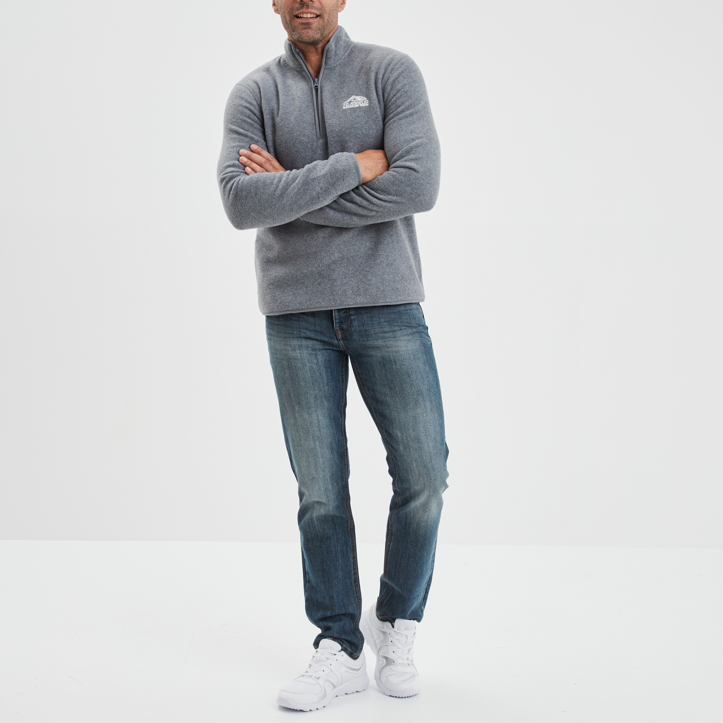 Sweat polaire camionneur Trappeur gris homme | La Halle