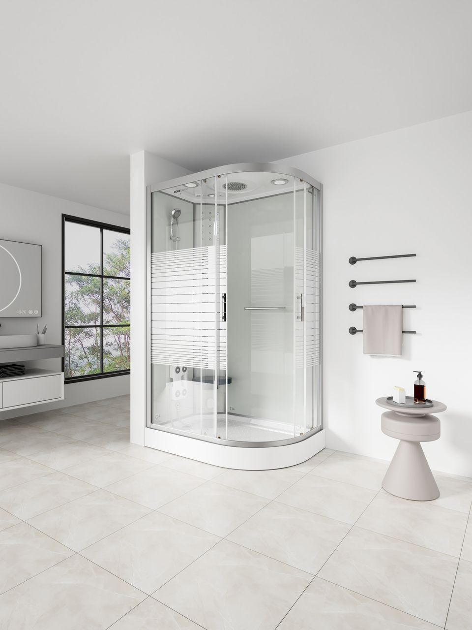 Home Deluxe Dampfdusche WHITE PEARL - 120 x 80 cm Rechts