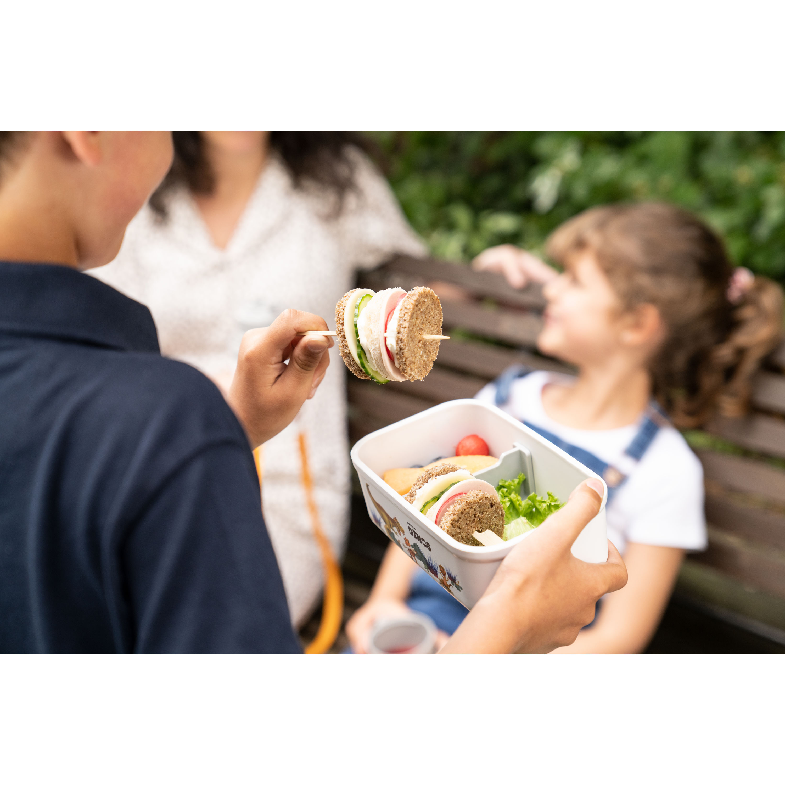 Vakuum Lunchbox DINOS M, Kunststoff, Weiß-grau