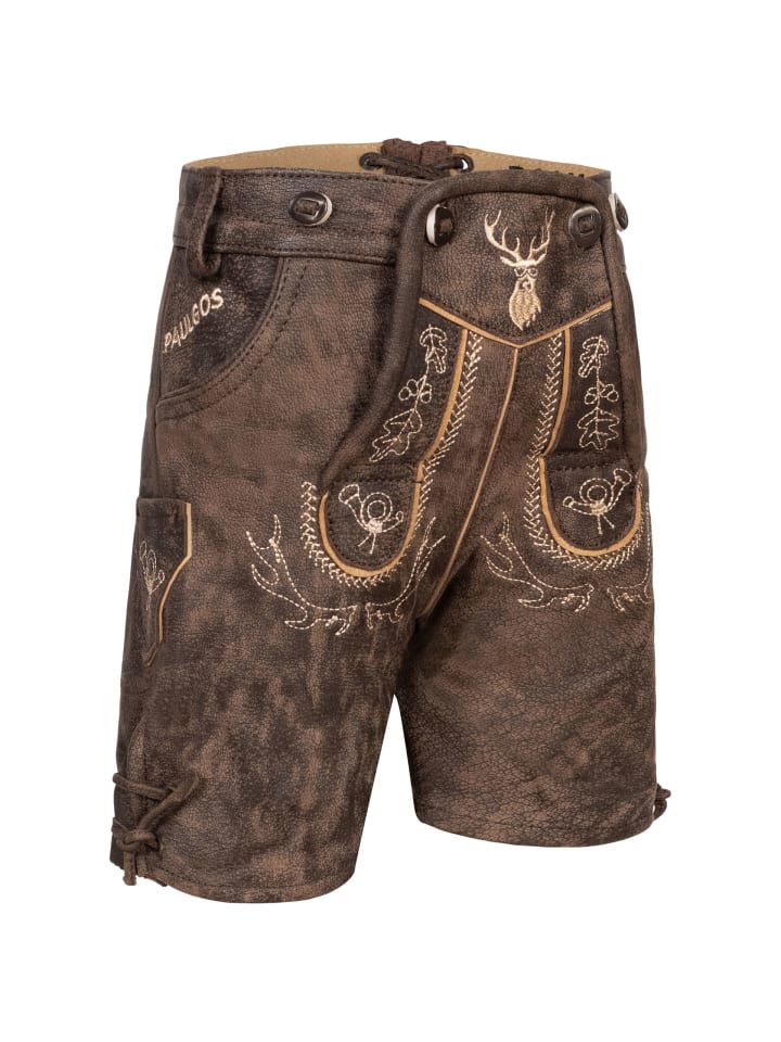 PAULGOS Lederhose Kurz Echtleder KK2 ANTIK in Schokobraun günstig kaufen