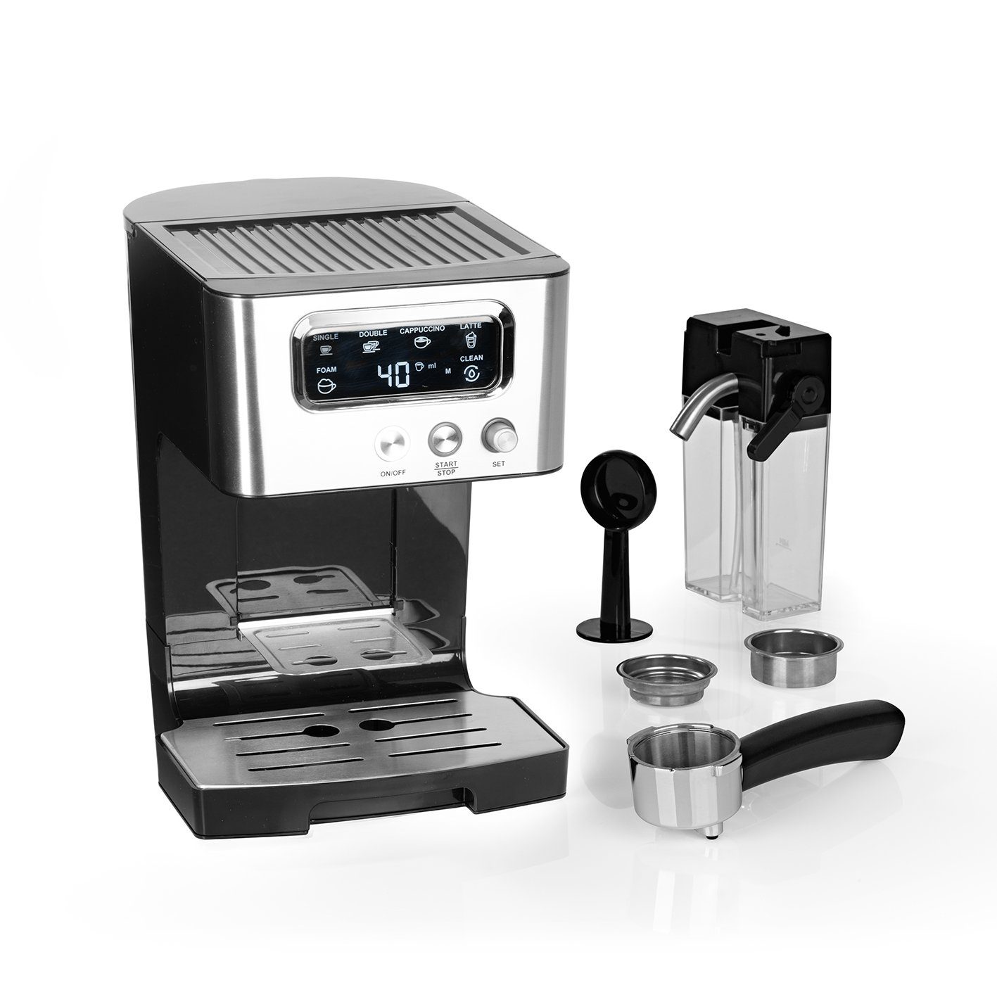 BEEM Siebträgermaschine ESPRESSO-LATTE 15 bar Milchschaum, Thermoblocksystem Edelstahlleitung Warmhalteplatte