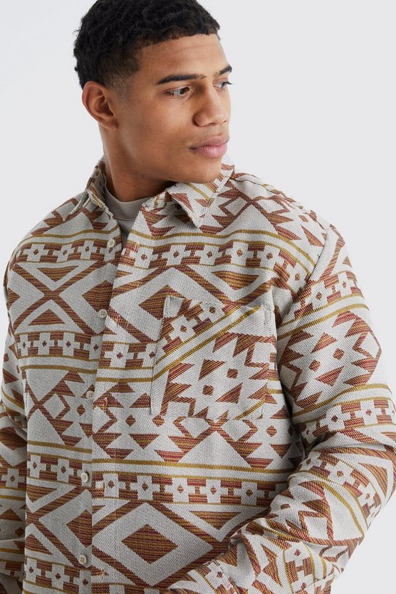 Langärmliges Oversize Jacquard Overshirt