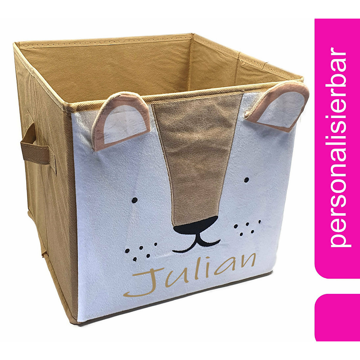 Aufbewahrungsbox personalisiert mit Name Löwe