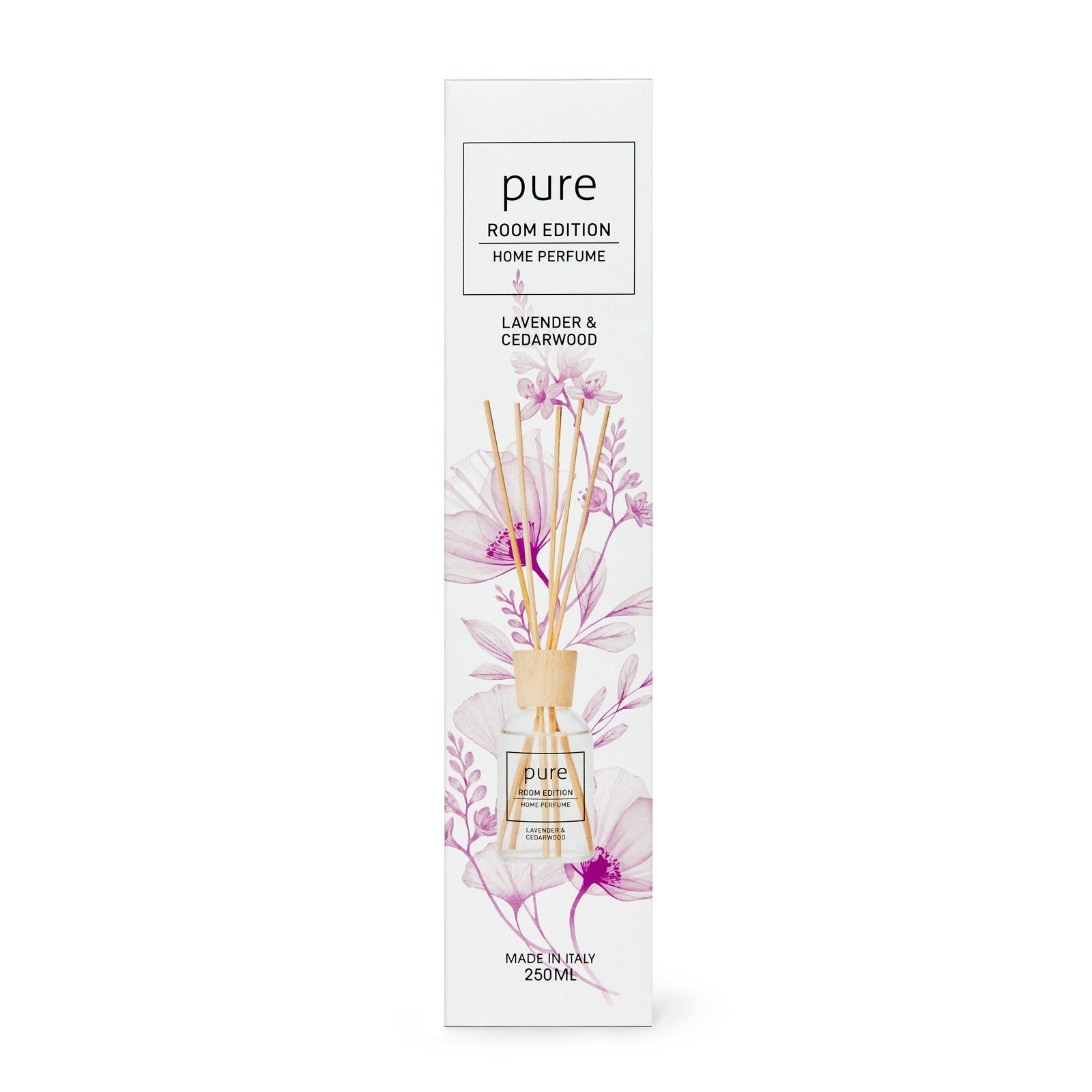 PURE ROOM EDITION Raumduft 250 ml (1 x 250 ml Lavendel & Zedernholz Raumduft + 5 Duftstäbchen)
