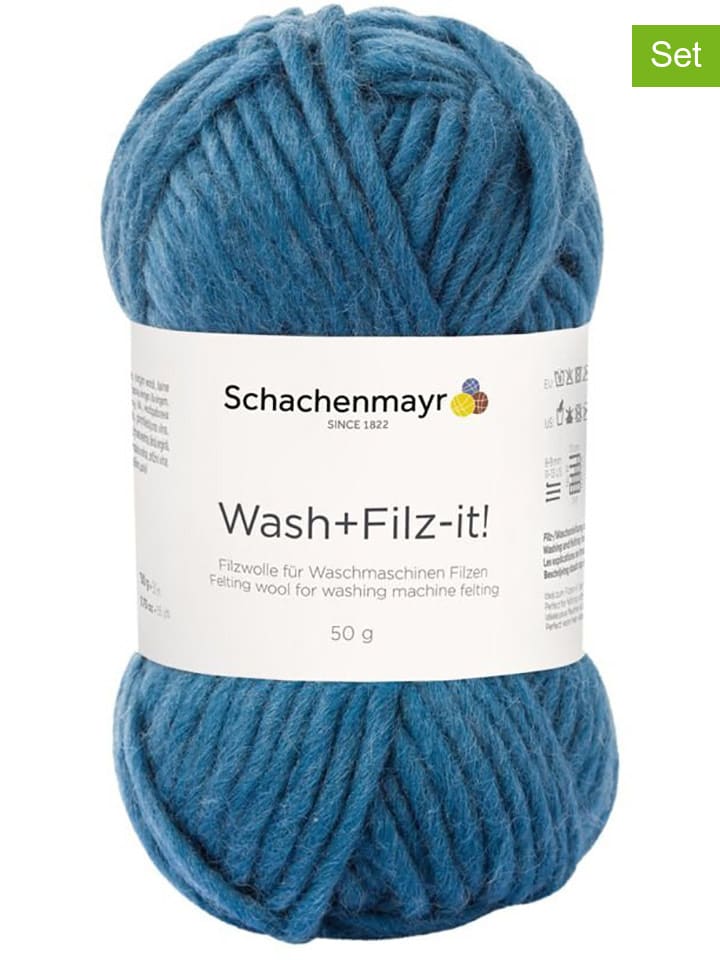 Schachenmayr since 1822 10er-Set: Wollgarne ''Wash Filz-it'' in Blau - 10x 50 g günstig kaufen onesize