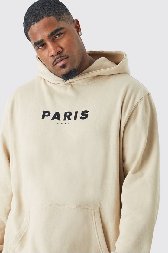 Plus Hoodie mit Paris-Print