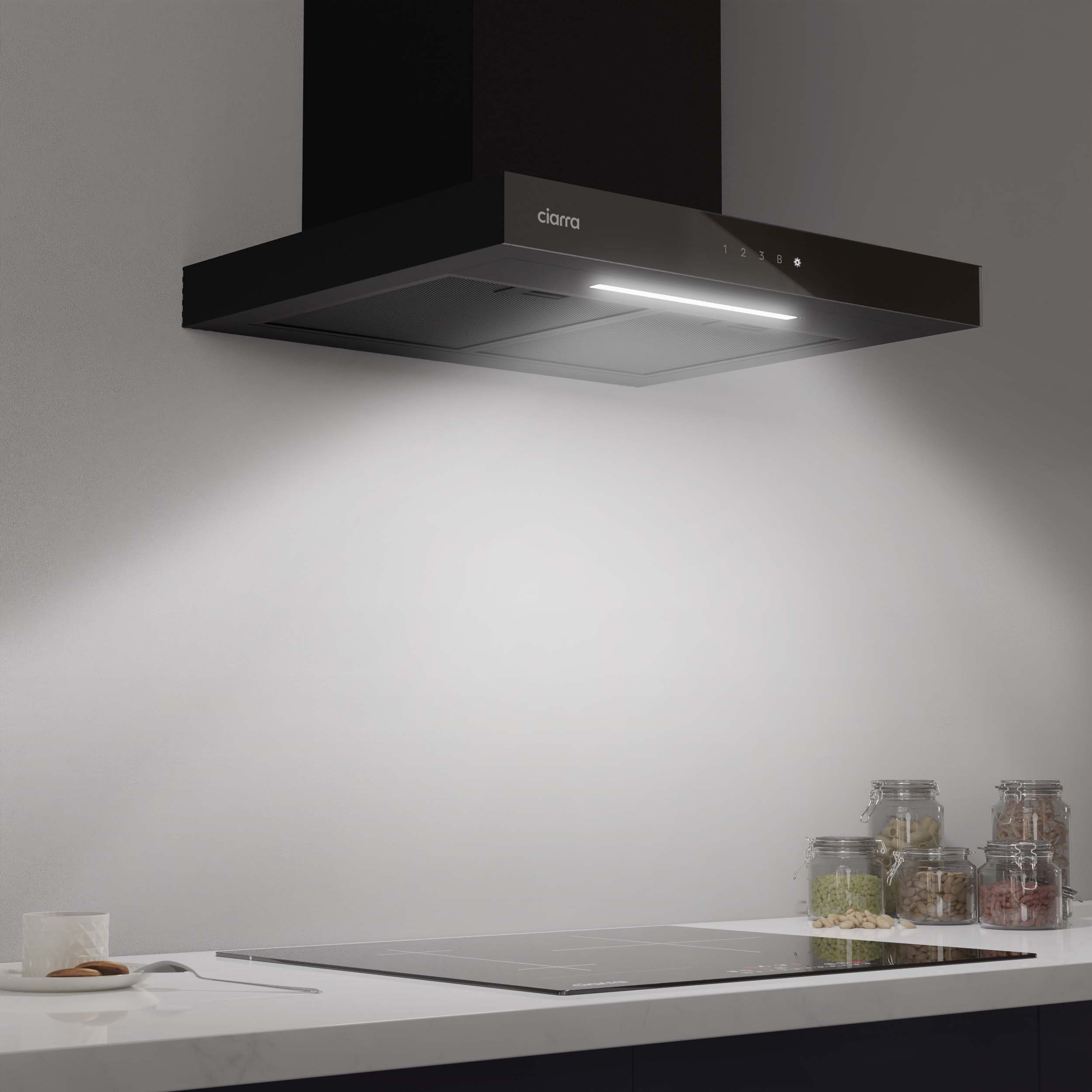 CIARRA Wandhaube CBCB6102, A+++ Dunstabzugshaube 60cm 650m³/h WIFI +APP & Touch Control Boost