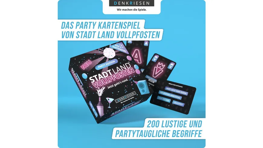 Denkriesen - STADT LAND VOLLPFOSTEN® – Das Kartenspiel – PARTY EDITION 